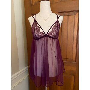 Victoria's Secret Eyelash Lace & Chiffon Strappy Babydoll Women's S‎ Nightgown